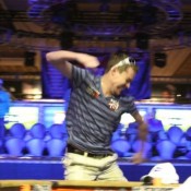 Hard to tell from this photo but Matthew Jarvis was excited about winning his first bracelet.