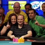What are all of Andy Bloch's friends and family pointing up at?